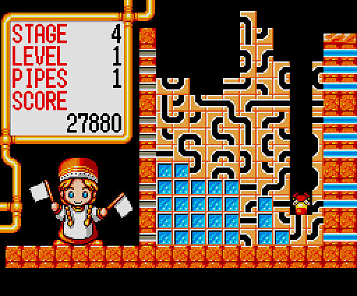 画像ギャラリー No.001のサムネイル画像 / 「ゴルビーのパイプライン大作戦(MSX2版)」,プロジェクトEGGで配信開始。パイプブロックを組み合わせてラインを作る落ちものパズル