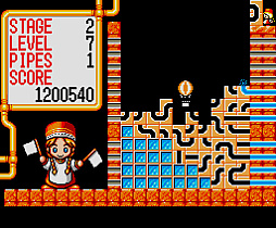 画像ギャラリー No.003のサムネイル画像 / 「ゴルビーのパイプライン大作戦(MSX2版)」,プロジェクトEGGで配信開始。パイプブロックを組み合わせてラインを作る落ちものパズル