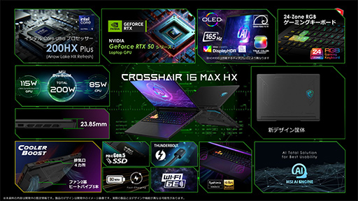 画像ギャラリー No.018のサムネイル画像 / 最新CPU「Core Ultra 200HX Plus」搭載モデルなど，MSIが2026年の最新ノートPCを発表