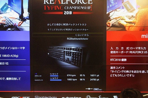 画像集 No.011のサムネイル画像 / 「REALFORCE TYPING CHAMPIONSHIP 2018」をレポート。スピードと正確性の両方を重視したタイピング日本一を決める大会で,猛者達がその腕を競い合った