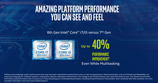 画像集 No.006のサムネイル画像 / Intel,第8世代Coreプロセッサの薄型ノートPC&2-in-1向けモデルを発表――TDP 15Wで4コア8スレッド対応を実現