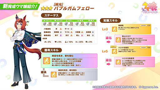 画像ギャラリー No.002のサムネイル画像 / 「ウマ娘 プリティーダービー」，正月新衣装の★3バブルガムフェローを実装。SSRキングヘイロー（根性）も新サポートとしてピックアップ