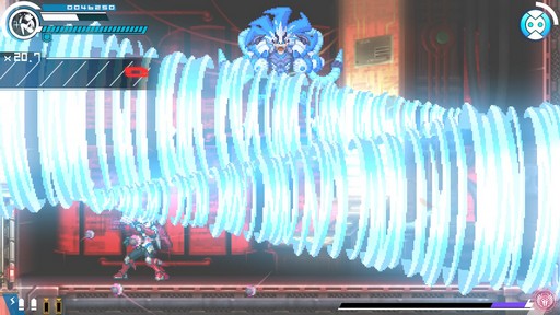 画像ギャラリー No.011のサムネイル画像 / 「白き鋼鉄のX THE OUT OF GUNVOLT」は様々なシステムを使い,希望の歌姫と共に戦う,厨二感満載の横スクロールアクションだ