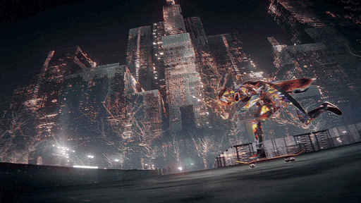 画像ギャラリー No.011のサムネイル画像 / ガラスの肉体を光らせ，悪魔はスケボーで月を目指す。サイケデリックな世界を疾走するスケボーアクション「Skate Story」，本日発売