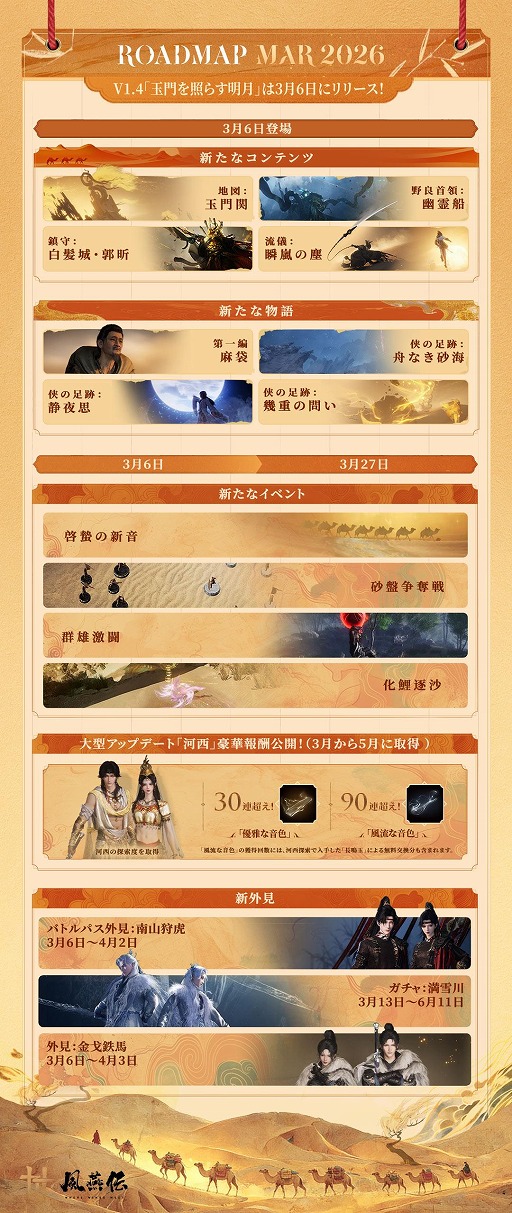 画像ギャラリー No.006のサムネイル画像 / 「風燕伝：Where Winds Meet」全3章で展開する大型アップデート「河西」が登場。第1章「玉門関」を3月6日に実装，砂漠マップや新武術を追加