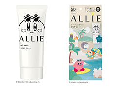 「星のカービィ」,スキンケア化粧品ブランド「ALLIE」とのコラボ商品を3月22日に発売。バカンスを楽しむカービィのパッケージ