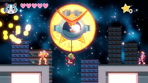 画像ギャラリー No.004のサムネイル画像 / “筋肉×猫”なアニメ調2Dプラットフォーマー「KinnikuNeko」のSteamストアページがオープン。ムキムキの身体を持つ猫がエイリアンと戦う