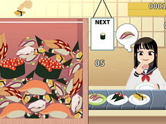 PC向け落ち物系パズルゲーム「元祖 落とし寿司 めびうす」のSteamストアページを公開。同じ種類の寿司を合わせて大トロ握りを目指せ