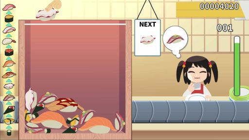 画像ギャラリー No.002のサムネイル画像 / お寿司をくっつけて,お客さんに提供しよう。落ち物系物理パズル「元祖 落とし寿司 めびうす」,本日配信開始