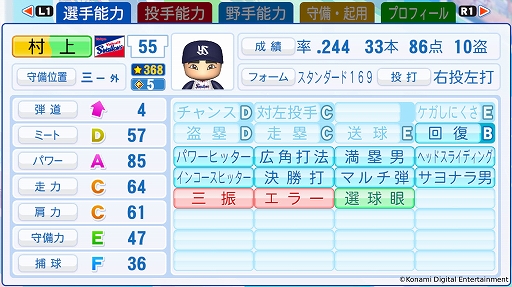 画像ギャラリー No.005のサムネイル画像 / 「プロスピ2025」「パワプロ2025」，選手データのアップデートを実施。佐藤輝明選手の能力値が大幅にアップ