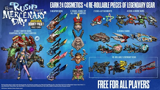 画像ギャラリー No.003のサムネイル画像 / 「ボーダーランズ4」追加コンテンツ「お尋ね者パック1：ラッシュの傭兵記念日物語」の無料配信を開始。24個のカスタマイズアイテムが登場