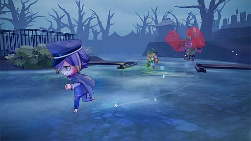 画像ギャラリー No.003のサムネイル画像 / 「オバケイドロ２」，期間限定「冬模様マップ」第1弾を本日配信開始。雪が薄く積もったウラメシ寺を舞台に，ツルツル滑る氷上で戦おう