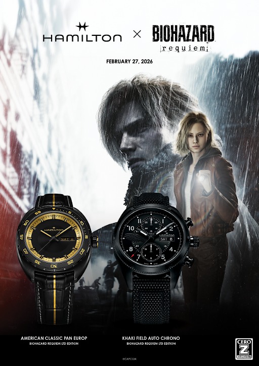 画像ギャラリー No.001のサムネイル画像 / 老舗腕時計メーカー・ハミルトン，「バイオハザード レクイエム」とのコラボ腕時計2製品を発表。それぞれ2000本限定で，ゲームと同日発売