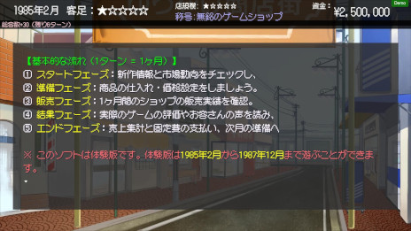 画像ギャラリー No.002のサムネイル画像 / ゲーム業界史をたどる経営シム「ゲームショップ斜陽」，体験版をリリース。ゲームショップの店長の視点で，1985年からの歴史を追体験できる