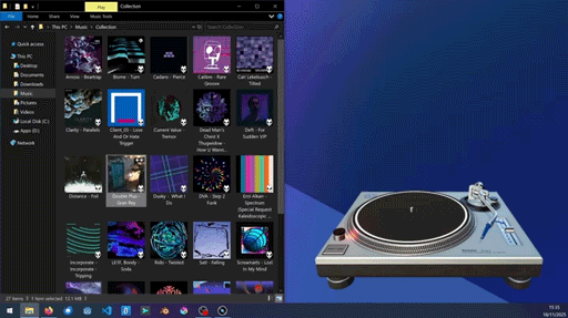 画像ギャラリー No.002のサムネイル画像 / レコードプレイヤーをデスクトップに召喚できる「Vinyl Desktop」,本日リリース。レコードをセットし,針を落として好きな音楽を聴ける