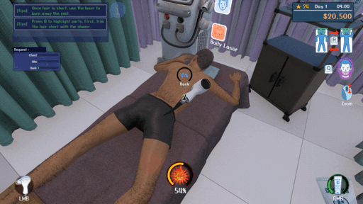 画像ギャラリー No.002のサムネイル画像 / 客のムダ毛をレーザーで焼き払おう。美意識の高い男性向けの脱毛サロンを経営する「脱毛サロンシミュレーター」，Steamストアページを公開