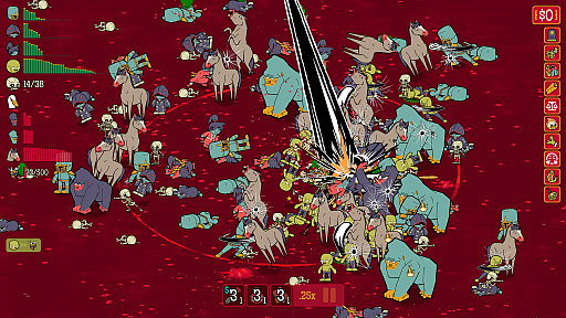 画像ギャラリー No.004のサムネイル画像 / “野郎”を集めて巨大ゴリラや神様に人海戦術で立ち向かうカオスなローグライクオートバトラー「How Many Dudes?」,Steam Nextフェス参加を発表