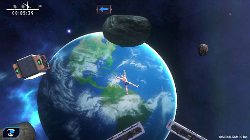 画像ギャラリー No.004のサムネイル画像 / 宇宙に取り残されたマッチョを操作し，地球への帰還を目指せ。回転アクション「ローリングマッチョ」，Switch版の配信を開始