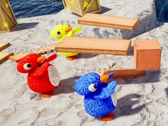 最大8人協力の橋づくりゲーム「LINK penguins」，4月7日にSteamでリリース。木，机，ピアノなど，さまざまなものが橋の材料となる