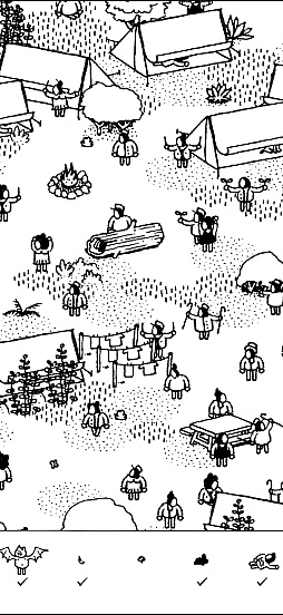 画像ギャラリー No.005のサムネイル画像 / モノクロの世界のなかにある，静かな驚き。「Hidden Folks+」の素朴で温かな風景に癒されよう（今日から始めろApple Arcade #64）