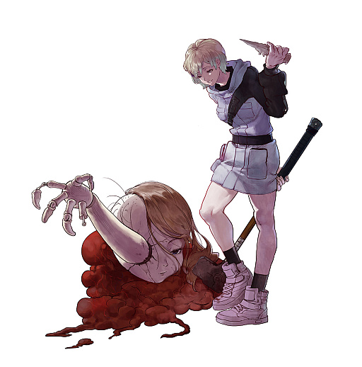 画像ギャラリー No.002のサムネイル画像 / 弾幕STG「食魂徒 〜Blue Pieta〜」,東方の見習い死神「チェ・ウリ」と西方のヴァンパイアハンター「レイラ」の主人公に加え,人間ボス「マリア」を紹介