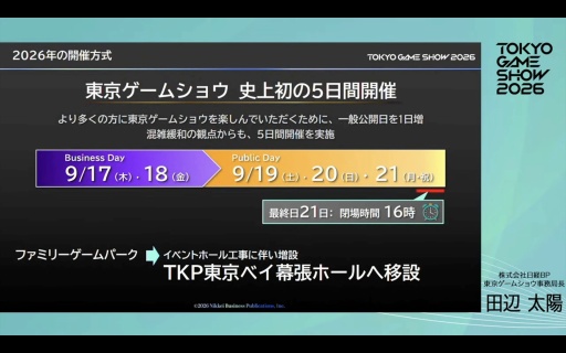 画像ギャラリー No.008のサムネイル画像 / 「東京ゲームショウ2026」史上初の5日間開催，来場者数は30万人を想定。さらなる満足度の向上を目指す