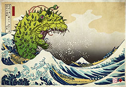 画像ギャラリー No.002のサムネイル画像 / 葛飾北斎 meets クトゥルフの画集「邪神三十六景」,本日発売。冨嶽三十六景にクトゥルフ神話の邪神たちが現れた!?