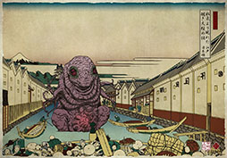 画像ギャラリー No.004のサムネイル画像 / 葛飾北斎 meets クトゥルフの画集「邪神三十六景」,本日発売。冨嶽三十六景にクトゥルフ神話の邪神たちが現れた!?