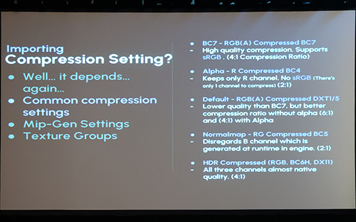 画像ギャラリー No.010のサムネイル画像 / テクスチャ圧縮技術ソムリエが紹介する「テクスチャ圧縮技術の選び方」［GDC 2026］