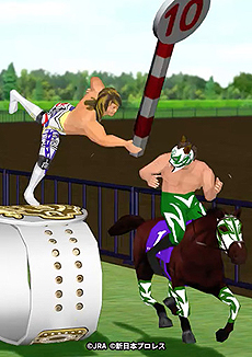 画像ギャラリー No.009のサムネイル画像 / JRA×新日本プロレスのコラボコンテンツ「新日本プロレスケイバ」がUmabiで公開。“一瞬で破れるTシャツ”が当たる企画も