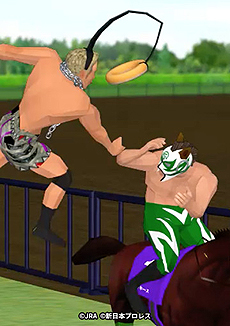 画像ギャラリー No.015のサムネイル画像 / JRA×新日本プロレスのコラボコンテンツ「新日本プロレスケイバ」がUmabiで公開。“一瞬で破れるTシャツ”が当たる企画も